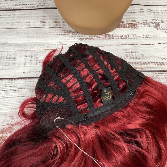 CT137 #TX/Redwine Womens Long Wavy Wig Classic Cap Adjustable Synthetic - Picture 7 of 7